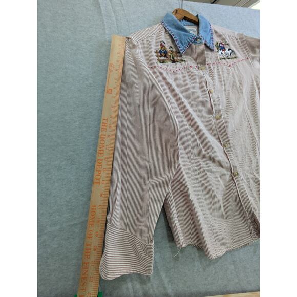 Solutions Original Shirt Women's Medium Red Button Down Top Farm Embroidered VTG - Picture 3 of 10